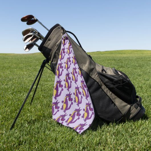 Paarse Draak Ontwerp Elke Kleur Achtergrond Golfhanddoek (Groen)