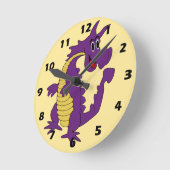 Paarse Draak Ontwerp Ronde Klok (Hoek)