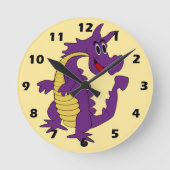 Paarse Draak Ontwerp Ronde Klok (Voorkant)