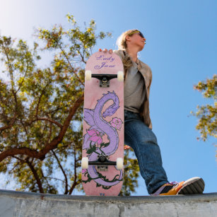 Paarse draak op roze dd merk persoonlijk skateboard