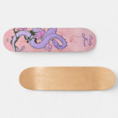 Paarse draak op roze dd merk persoonlijk skateboard (Horizontaal)