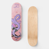 Paarse draak op roze dd merk persoonlijk skateboard (Voorkant)
