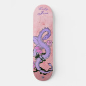 Paarse draak op roze dd merk persoonlijk skateboard (Voorkant)