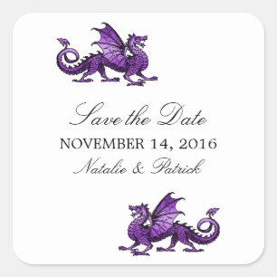 Paarse Draak Save the Date Stickers