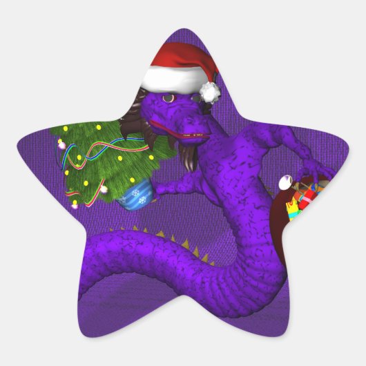 Paarse Draak Ster Sticker (Voorkant)