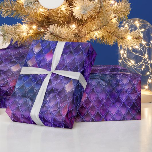 Paarse Draaksschubben Cadeaupapier (Feestdagen)