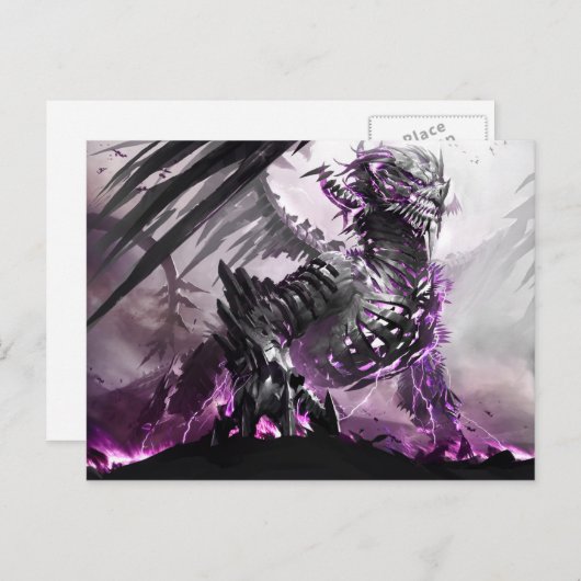 Paarse Dragon 5 Briefkaart | Fantasy Art Greeting (Voorkant / Achterkant)