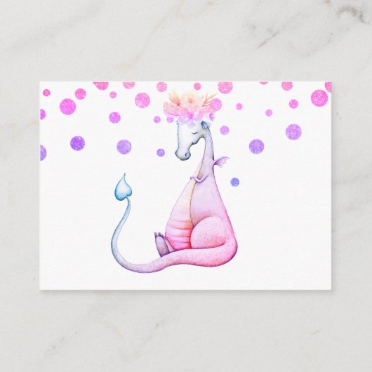 *~* Paarse dragon Baby Girl Shower Diaper Raffle Informatiekaartje (Achterkant)