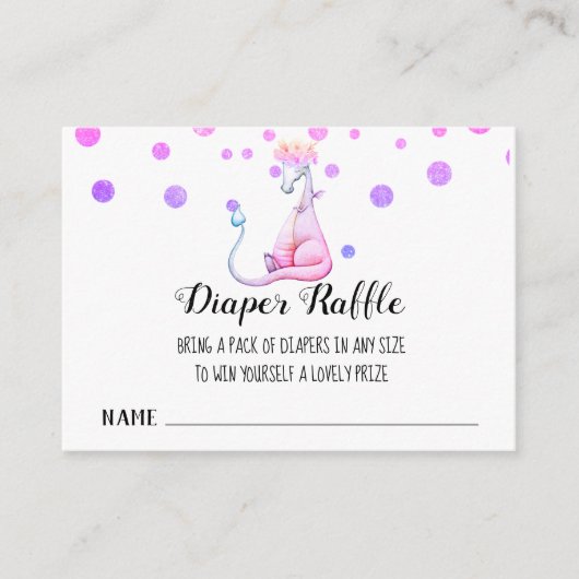 *~* Paarse dragon Baby Girl Shower Diaper Raffle Informatiekaartje (Voorkant)