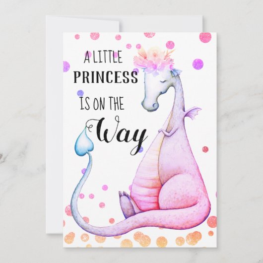 *~* Paarse dragon Baby Girl Shower Invitation Kaart (Voorkant)