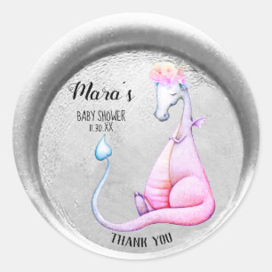*~* Paarse Dragon Baby Meisje Dank je Seal Ronde Sticker