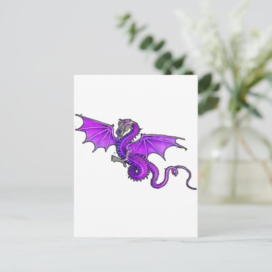 Paarse dragon briefkaart (Staand voorkant)