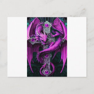 Paarse dragon briefkaart