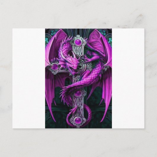Paarse dragon briefkaart (Voorkant)