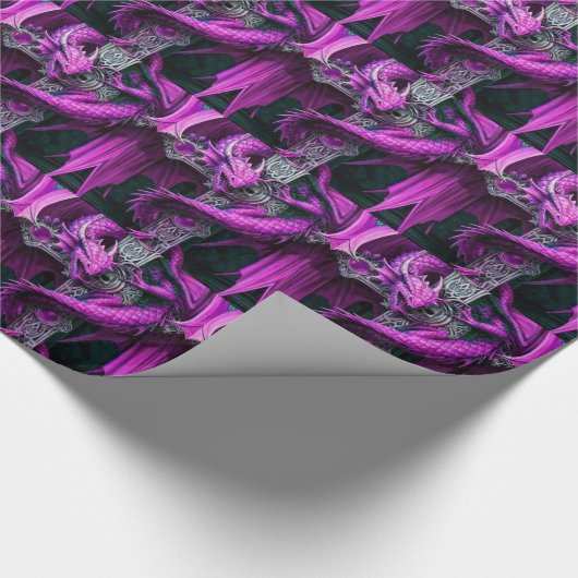 Paarse dragon cadeaupapier (Hoek)