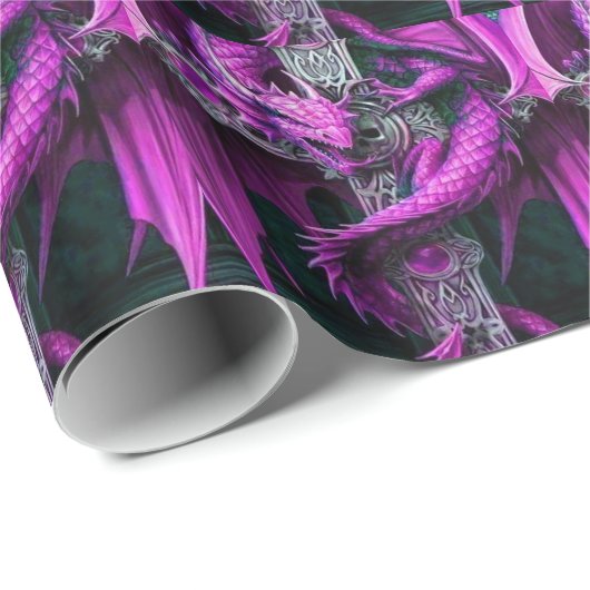 Paarse dragon cadeaupapier (Rol Hoek)