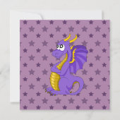 Paarse dragon cartoon verjaardagsuitnodigingen kaart (Achterkant)