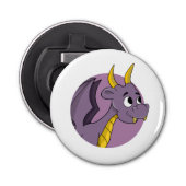 Paarse dragon cartoonl button flesopener (Voorkant)