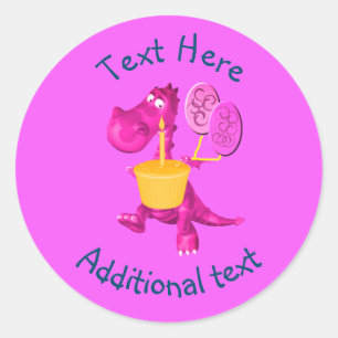 Paarse dragon Cupcake-ballonnen gepersonaliseerd Ronde Sticker
