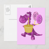Paarse dragon Cupcake Briefkaart (Voorkant / Achterkant)