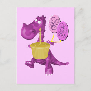 Paarse dragon Cupcake Briefkaart