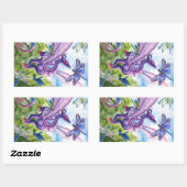 Paarse Dragon Dragonfly lenteartwork Rechthoekige Sticker (Vel)