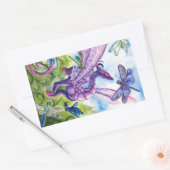 Paarse Dragon Dragonfly lenteartwork Rechthoekige Sticker (Envelop)