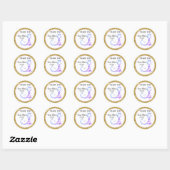 *~* Paarse Dragon Glitter Baby shower Dank u Ronde Sticker (Vel)