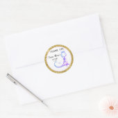 *~* Paarse Dragon Glitter Baby shower Dank u Ronde Sticker (Envelop)