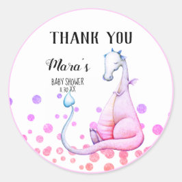 *~* Paarse Dragon Glitter Baby shower Dank u Ronde Sticker