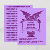 PAARSE DRAGON HOLDING PARTIJ INVITATIE-AANGEPAST KAART (Voorkant / Achterkant)