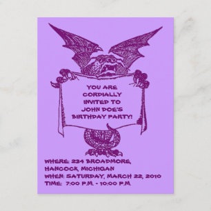 PAARSE DRAGON HOLDING PARTIJ INVITATIE-AANGEPAST KAART