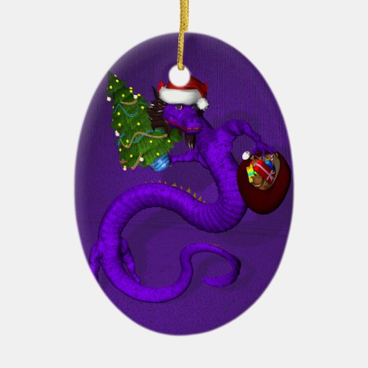 Paarse dragon keramisch ornament (Voorkant)