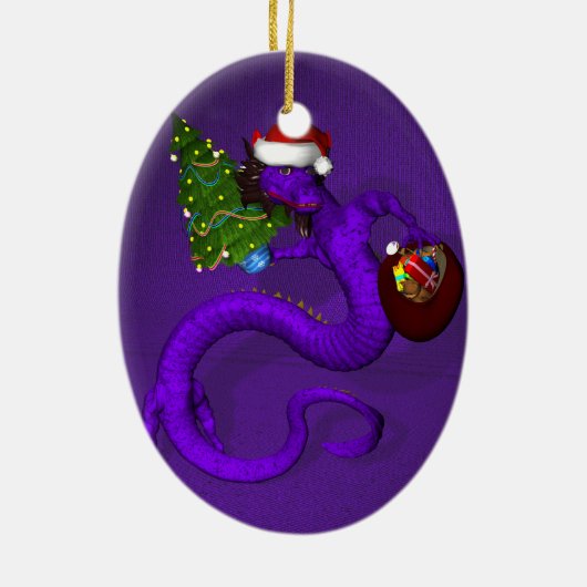 Paarse dragon keramisch ornament (Achterkant)