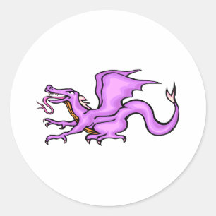 Paarse dragon ronde sticker