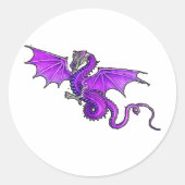 Paarse dragon ronde sticker (Voorkant)
