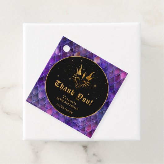 Paarse Dragon Scales Gouden Verjaardag Dank u Bedankjes Labels (In situ)