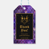 Paarse Dragon Scales Gouden Verjaardag Dank u Cadeaulabel (Voorkant)