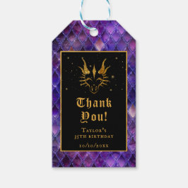 Paarse Dragon Scales Gouden Verjaardag Dank u Cadeaulabel