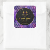 Paarse Dragon Scales Gouden Verjaardag Dank u Vierkante Sticker (Tas)
