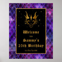 Paarse Dragon Scales Gouden Verjaardagsfeestje Wel