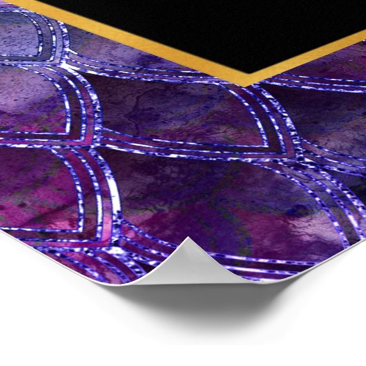 Paarse Dragon Scales Gouden Verjaardagsfeestje Wel Poster (Hoek)