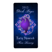 Paarse Dragon Scroll Blauw Bierlabel Etiket (Voorkant)