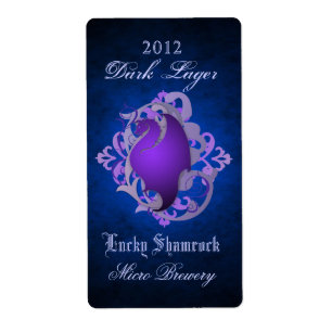 Paarse Dragon Scroll Blauw Bierlabel Etiket