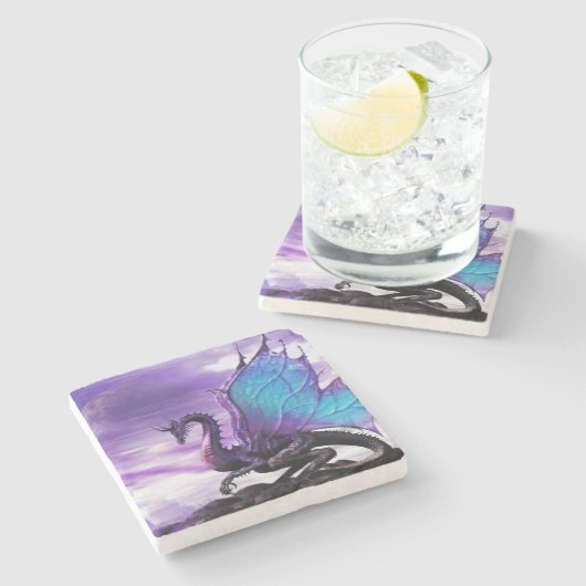 Paarse dragon stenen onderzetter (Zijkant)