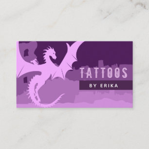 Paarse dragon Tattoo Artist Feminine Social Media Visitekaartje