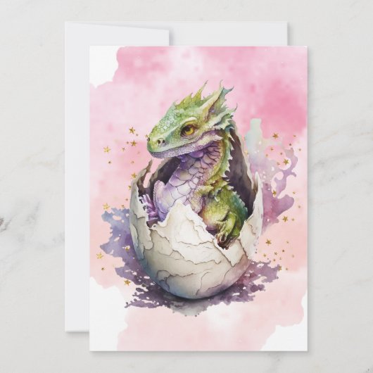 Paarse Dragon verjaardagsuitnodigingen Kaart (Achterkant)