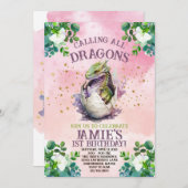 Paarse Dragon verjaardagsuitnodigingen Kaart (Voorkant / Achterkant)