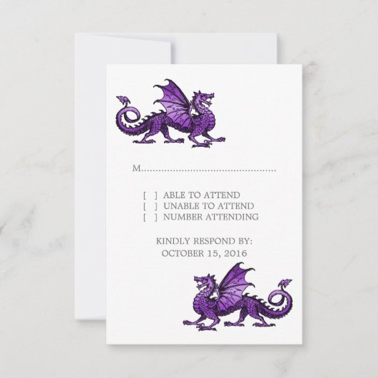 Paarse dragon Wedding Response Kaart (Voorkant)