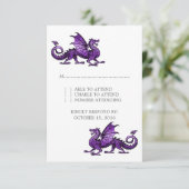 Paarse dragon Wedding Response Kaart (Staand voorkant)